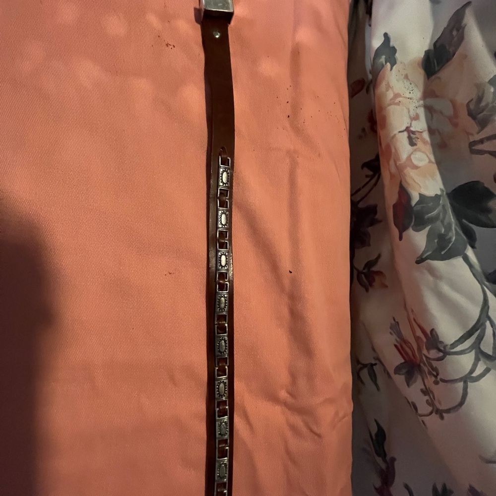 Brown Leather Belt with Silver Accents